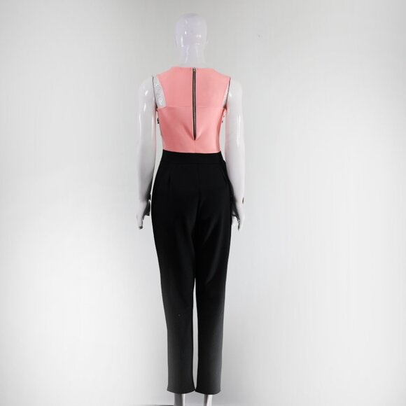 "Gorgeous Coral & Black Lace Detail Jumpsuit by Quiz - Must-have Outfit" - Picture 3 of 7